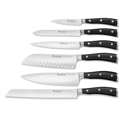 Набір ножів Wüsthof Classic Ikon 7 предметів чорний фото