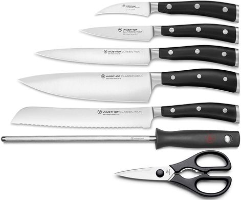 Набір ножів Wüsthof Classic Ikon 8 предметів, чорні фото
