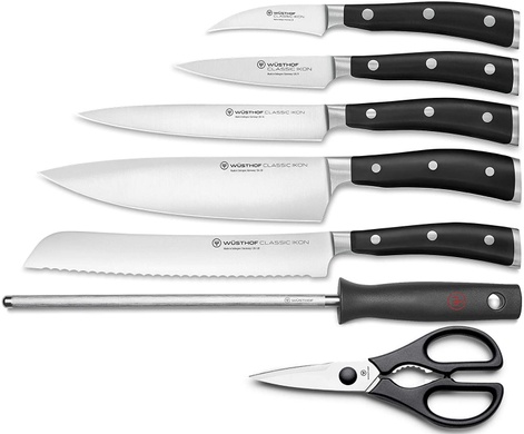 Набор ножей Wüsthof Classic Ikon 8 предметов, черные фото