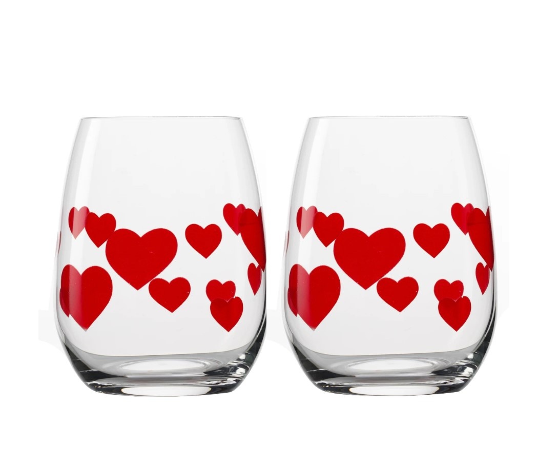 Набор из 6 стаканов Stölzle Lausitz L'Amour 335 мл с красными сердцами фото