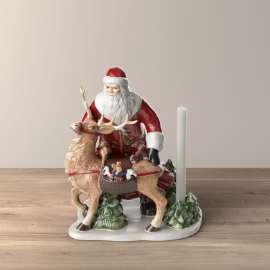 Подсвечник Санта с оленем Villeroy & Boch Christmas Toys Memory 30х24х35 см фото