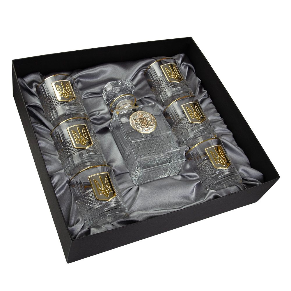 Набор для виски Boss Crystal Тризуб с золотыми и серебряными накладками фото