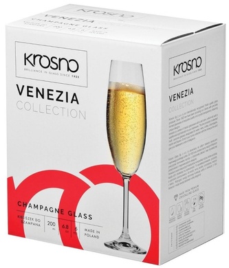 Набір келихів для шампанського Krosno Venezia 6 шт 200 мл фото