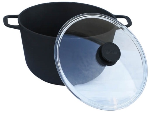 Каструля Біол 6 л чавунна зі скляною кришкою фото