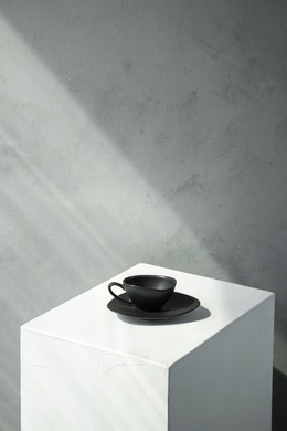 Набір із 6 кавових блюдець Dovbysh Porcelain Win 17,5х14 см чорний фото
