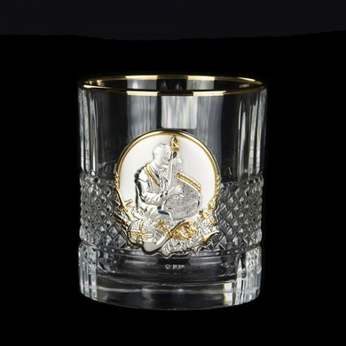 Набор для виски Boss Crystal Гербовий з козаками с золотыми и серебряными накладками фото