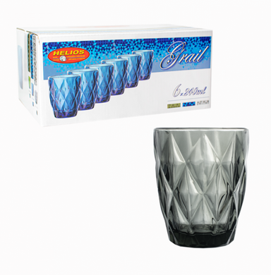 Набір склянок для води Helios "Кристал" 6 шт. 240 мл, кольорове скло фото