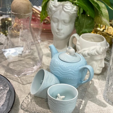 Чайный набор на 2 персоны Rabbit с заварником синий фото