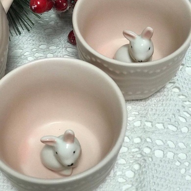 Чайний набір на 2 персони Rabbit з заварником рожевий фото