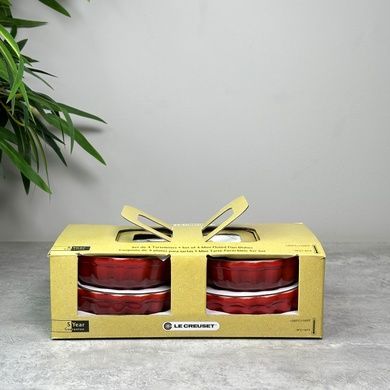 Набір із 4 рифлених форм для запікання Le Creuset Heritage 200 мл Cerise фото