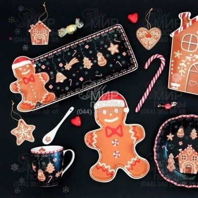 Набір із 6 ялинкових іграшок Easy Life Gingerbread 7 см та блюда Le Creuset Christmas фото