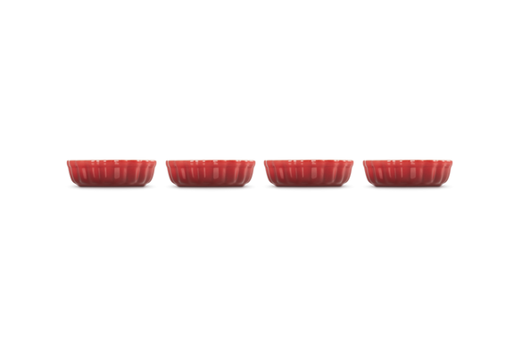 Набір із 4 рифлених форм для запікання Le Creuset Heritage 200 мл червоний фото