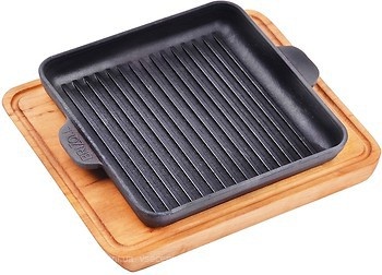 Сковорідка-гриль квадратна Brizoll HoReCa 18×18 з підставкою фото