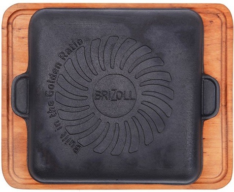 Сковорідка-гриль квадратна Brizoll HoReCa 18×18 з підставкою фото
