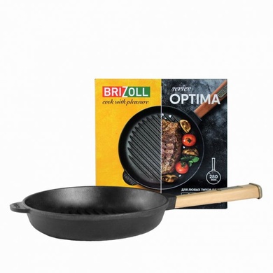 Сковорідка-гриль Brizoll Optima 28 см чавунна фото