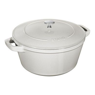 Набір із 2 каструль + кришка Staub 24 см білий фото