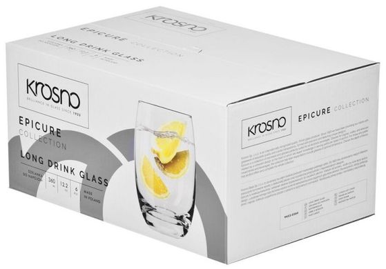 Набір склянок для води Krosno Epicure 6 шт 360 мл високі фото