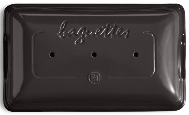 Форма для багетів Emile Henry 39,5х23х10 см керамічна чорна з кришкою фото