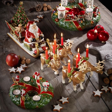 Подсвечник Villeroy & Boch Christmas Toys Memory олени Санта-Клауса 22x70х16 см фото