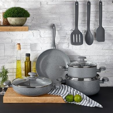 Каструля Korkmaz Mia Granit 26x12 5,8л кругла, з кришкою фото