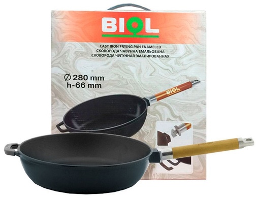 Сковорідка Біол 24 см чавунна, емаль антрацит фото
