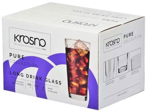 Набір склянок для води Krosno Pure 6 шт 350 мл високі фото