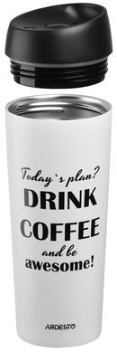 Термочашка Ardesto Coffee time Awesome 0,45 л нержавіюча сталь, білий фото