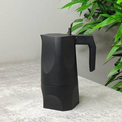 Гейзерна кавоварка 150 мл Alessi Ossidiana на 3 чашки чорна фото