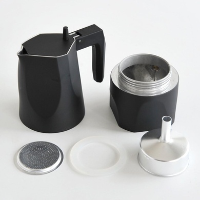 Гейзерная кофеварка 150 мл Alessi Ossidiana на 3 чашки черная фото