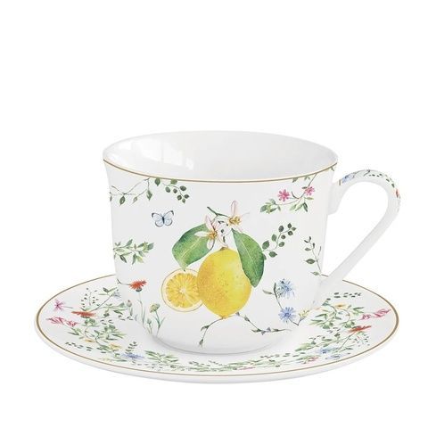 Чашка з блюдцем Easy Life Fleurs Et Citrons 370 мл фото
