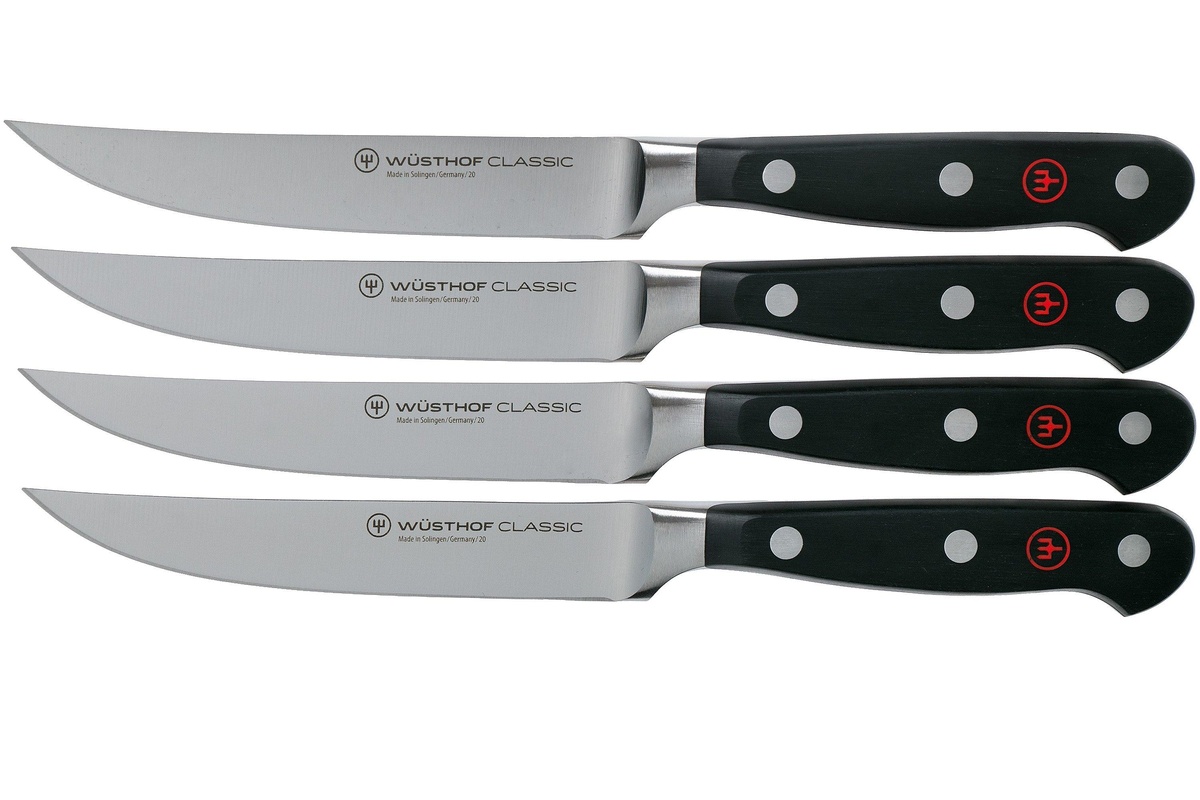 Набір з 4 ножів для стейка 21,8 см Wüsthof Classic чорних фото