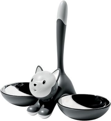 Двойная миска для котов Alessi Tigrito 550 мл серая фото