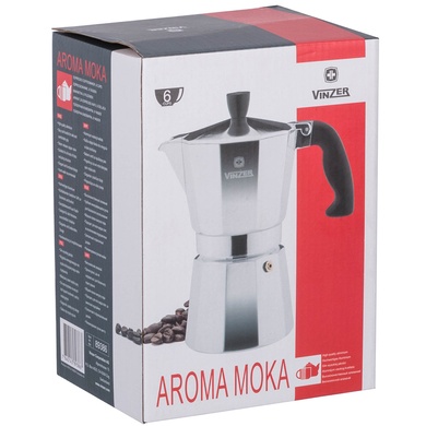 Гейзерна кавоварка 240 мл Vinzer Moka Espresso на 6 чашок фото