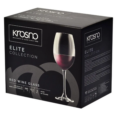 Набір з 6 келихів для червоного вина 360 мл Krosno Elite фото