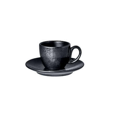 Чашка для кофе с блюдцем RAK Karbon 80 мл черные фото