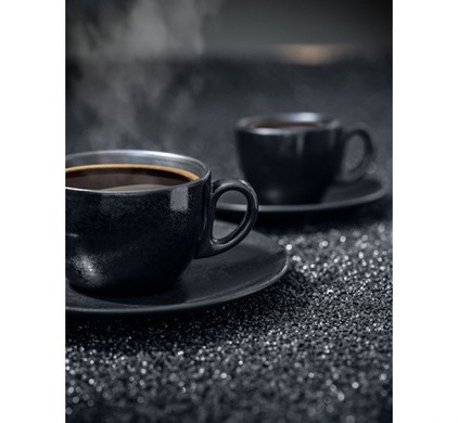 Чашка для кави з блюдцем RAK Karbon 80 мл чорні фото