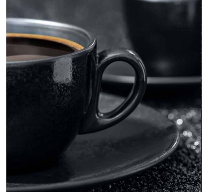 Чашка для кави з блюдцем RAK Karbon 80 мл чорні фото