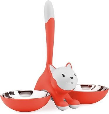 Двойная миска для котов Alessi Tigrito 550 мл оранжевая фото