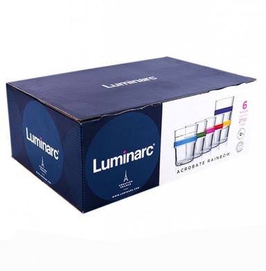 Набір склянок для води Luminarc Rainbow Arcobate 6 шт. 270 мл, низькі фото