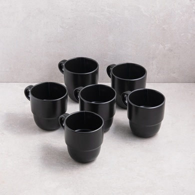 Набір із 6 чашок Ardesto Trento Black 390 мл фото