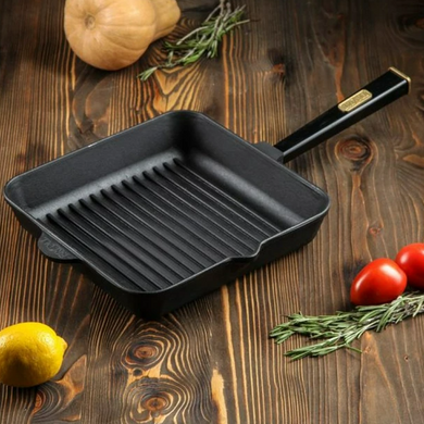 Сковорідка-гриль Brizoll Optima Black 26×26 см чавунна фото