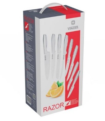 Набір з 8 ножів Vinzer Razor, сірий фото