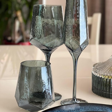 Набір із 4 келихів для шампанського Дзеркальна бірюза 200 мл фото