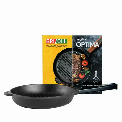 Сковорода-гриль Brizoll Optima Black 28 см чугунная фото
