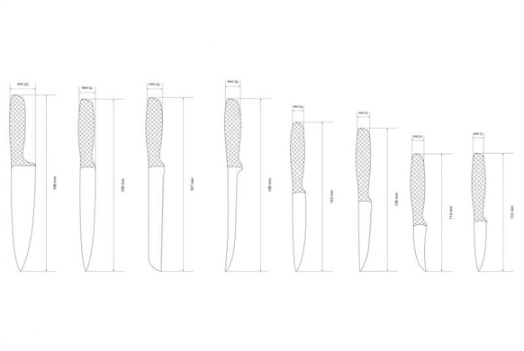 Набор из 8 ножей Vinzer Razor, серый фото