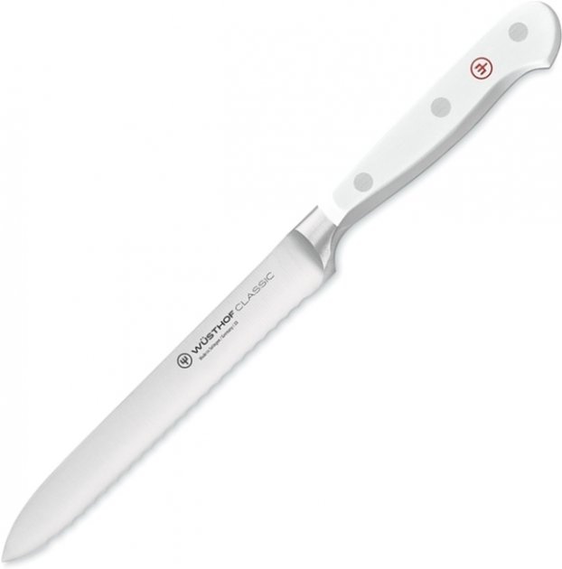 Нож для нарезки Wüsthof Classic White 14 см зубчатый, белый фото