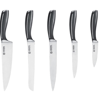 Набор ножей Vinzer Crystal 6 предметов черные фото