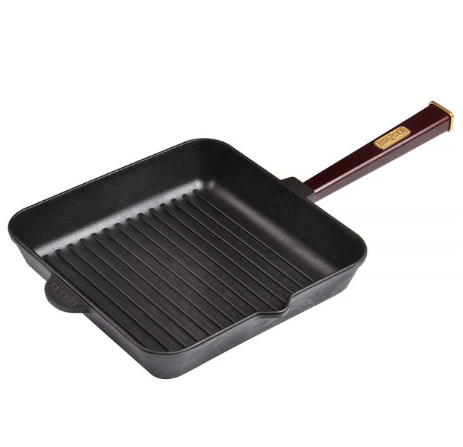 Сковорідка-гриль Brizoll Optima Bordo 28×28 см чавунна фото