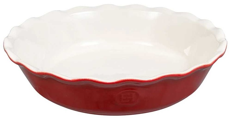 Форма для пирога Emile Henry 1,2 л 26 см керамическая красная с белым фото
