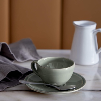 Чашка для чая с блюдцем Costa Nova Friso 260 мл зеленые фото